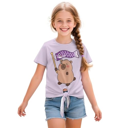 Girls Short Sleeve Graphic T-Shirt Cute Summer Clothing Comfortable Playground Playwear