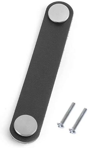 Miniatura 2 de 2 manijas de cuero genuino y metal para cajón, manijas de gabinete de cuero suave, accesorios de muebles (distancia de agujero negro 3.780in)