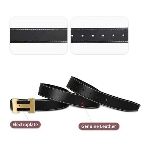 Image of Aurolran Men&Womens Leather Dress Belt Business Automatic Buckle Belt Color-Black Silver Gold