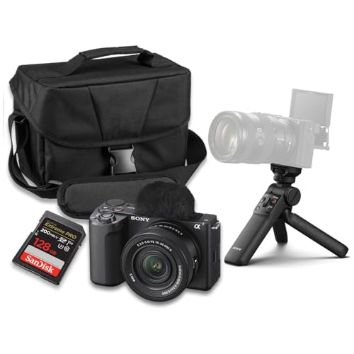 Image of Sony ZV-E10 II Mirrorless Camera (Black) with Sony E PZ 16-50mm f /3.5-5.6 OSS II Lens + Sony GP-VPT3 Wireless Shooting Grip + SanDisk Extreme Pro 128GB and More (14pc Bundle)