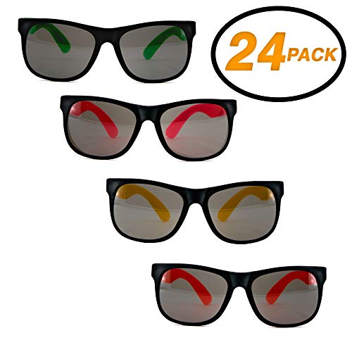 SRENTA Neon Kids Fun Bulk Sunglasses for Children and Adults - Pool Party - Beach Party Toy Goody Bag Favors, Pack of 24