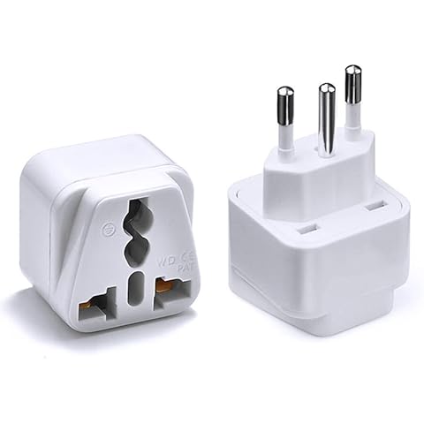 2 PCS UK to Switzerland Plug Adapters Switzerland Power Converter Grounded Universal Travel Adapter 3 Pin Switzerland International Type J Plug for Switzerland Liechtenstein (White) Cover