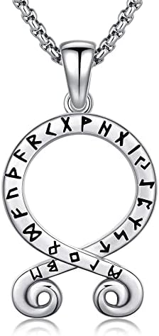 ADMETUS 925 Sterling Silver Viking Necklace | Amulet Necklace for Men Norse Valknut Jewellery with 2.5mm 22"+2" Rolo Chain