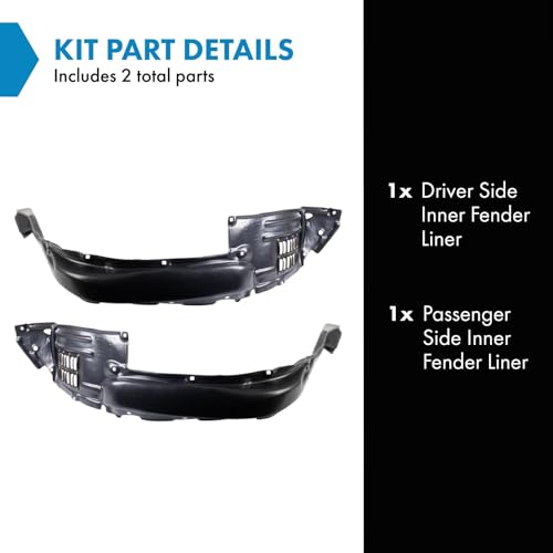 Image of TRQ Inner Fender Liner Set Compatible with 2012-2015 Toyota Tacoma TO1248175 TO1249175