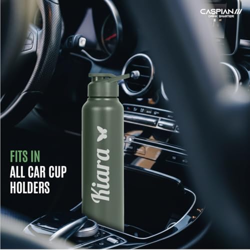 Image of CASPIAN / / / Hike Stainless Steel Customize Sipper Water Bottle Leak Proof Thunder for Fridge Home Office Travel School Kids Boys Girls Adults Sports Gym Yoga (A Green 1 Litre, Set of 1)|