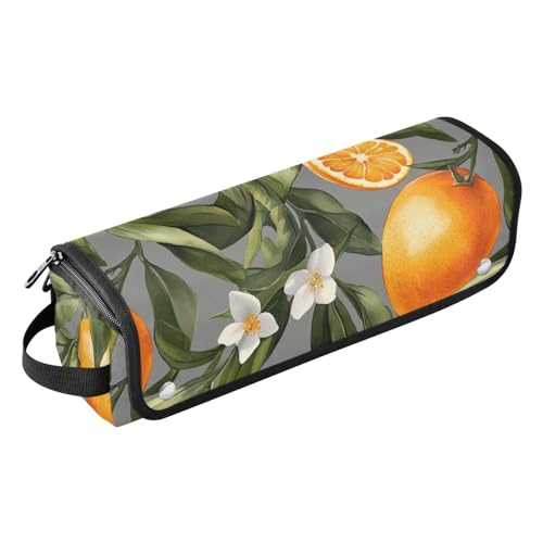 Bolsa de viaje para herramientas de cabello con tapete removible resistente al calor para planchas, rizadores y secadores, color gris con diseño de fruta mandarina dulce