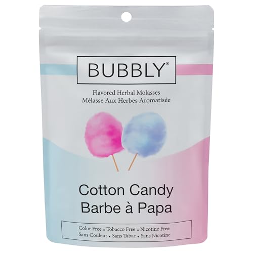 Bubbly Shisha Cotton Candy | Herbal Hookah Flavors | Tobacco-Free, Nicotine-Free Shisha Molasses | Smooth, Sweet, Long-Lasting Flavor | Perfect for Home, Bar, Pub, Beginners & Experts - 250g Resealable Pouch