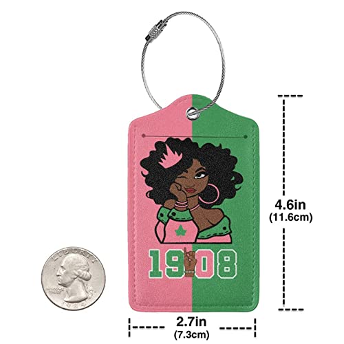 2 Pack Luggage Tags for Travel PU Leather Luggage Tag Accessories Sorority Paraphernalia4