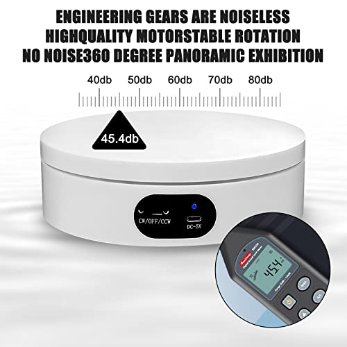 Aicharynic Drehteller Elektrisch, Drehbarer Präsentationsständer drehscheibe elektrisch 360-Grad-Drehteller für Fotografie-Produkte, Schmuck, Uhr, 3D-Modelle, Kuchen und Sammlerstücke