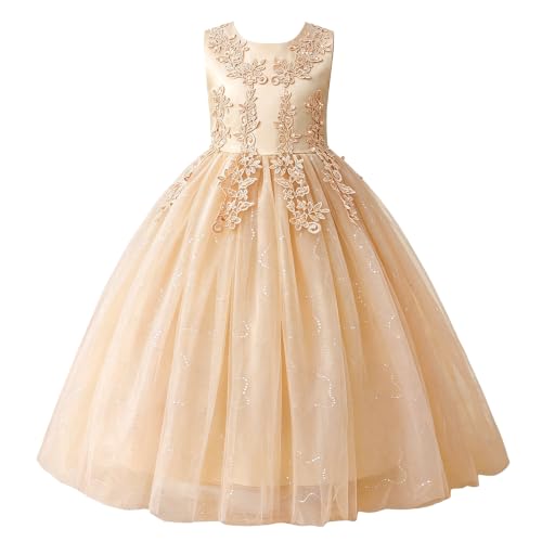 Vestido formal para niñas cuello redondo sin mangas y falda larga