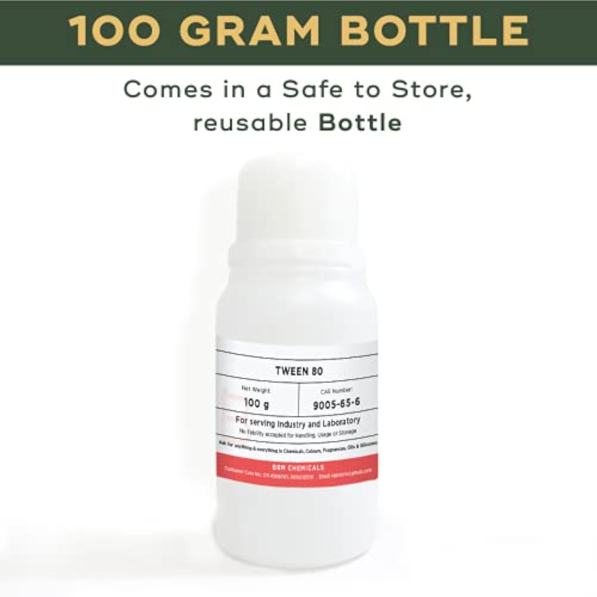 Tween 80 Liquid Solubilizer Surfactant & Emulsifier, 100 Grams