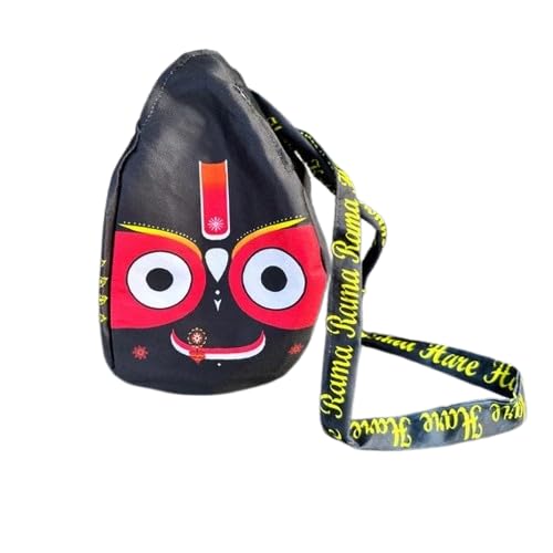 Vrindavanstore.in Lord Jagannath Jaap Bag – Double-Sided Chanting Jholi with Hare Krishna Hare Rama Strip – Spiritual Mala Pouch for Meditation, Mantra Chanting & Bhakti Sadhana (Black Color)-image-37