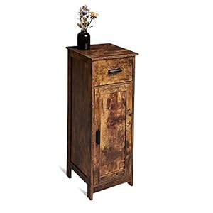 Tianlang Retro Industrial Storage CabinetFloor Cabinet with 1 Drawer and 1 DoorsMultifunctional Cabinet for Living RoomKitchenBathroomEasy to Place Stable Wood FrameRetro Brown LJBC001F