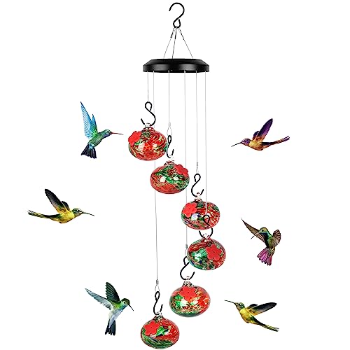 Headak Life Charming Wind Chimes Hummingbird feeders for Outdoors Hanging ant and bee Proof Never Leak Perfect Garden Decor for Outside