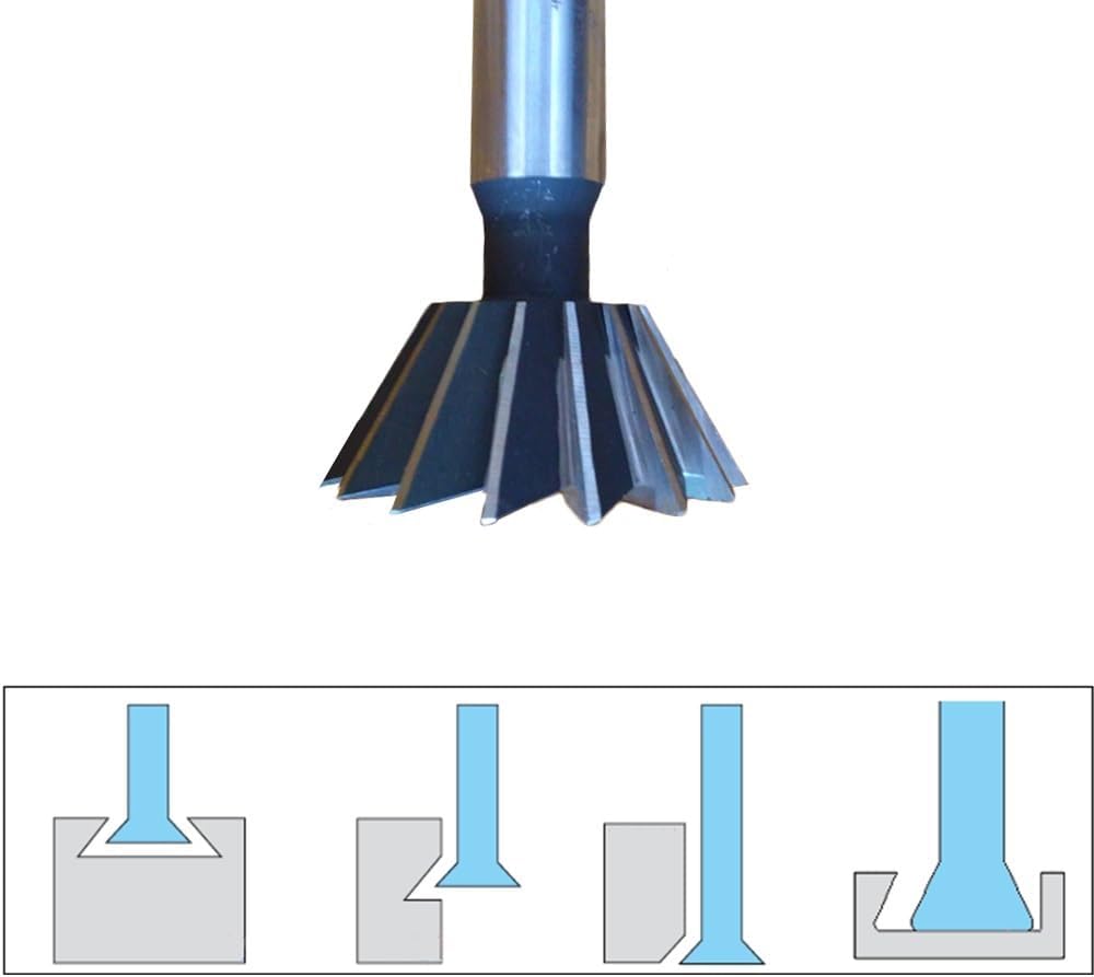 1pcs 45Degree 60 Degree HSS Straight Shank Dovetail Slot Cutter End Mill 10-50mm Diameter Milling Carbide for Mold Steel Cast Iron Carbon Steel(D 20mm 45 Deg(45 Degree,D 10mm)