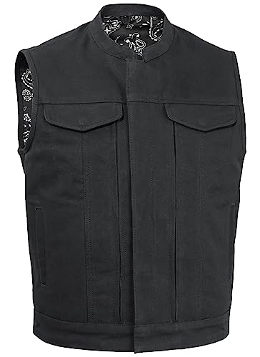 First Mfg Co Highland Raw Canvas Vest: Banded collar, 8 hidden utility pockets, conceal carry pockets, armor pocket, CE-2 compatible.