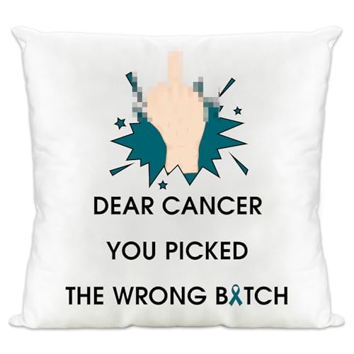 Aelciyue Ovarian Cancer Gifts for Women - Christmas Mothers Birthday Valentines Day Gifts for Cancer Patients Ovarian Cervical Survivors Teal Gift Funny 18x18 Pillow Cover Pillowcase Decorations