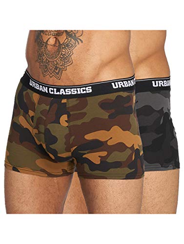 Urban Classics Confezione Da 2 Boxer Mimetici Pantaloncino, Woodcamo + Darkcamo, Xl Uomo