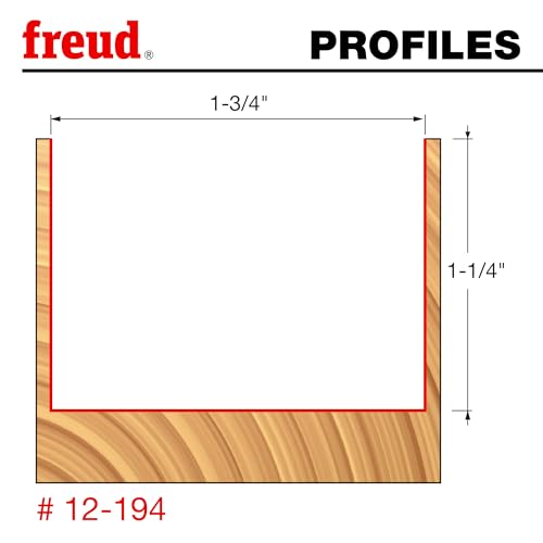 Image of Freud Double Flute Straight Router Bit with Tico Hi-Density Carbide for Maximum Performance - Ideal for Grooving & Edge Routing, 1-3 /4 inch Diameter, 1 /2 inch Shank, 3 inch Length, 2 Cutters - 12-194