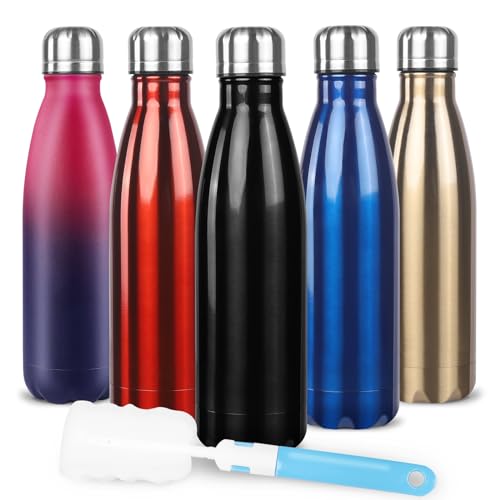 Image of Sfee Insulated Water Bottle, 17 oz Stainless Steel Water Bottles, Double Wall Vacuum Reusable Water Bottles Leak Proof BPA-FREE Sports Bottle Cup Keep Hot&Cold for Running Gym Workout Cycling Kids