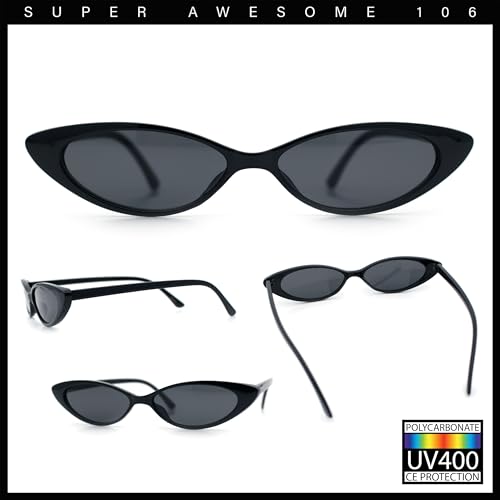 SA106 Womens Narrow Thin Cat Eye Plastic Gothic Retro Sunglasses2