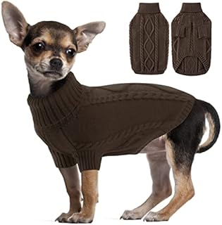 Winter Dog Sweater Warm Puppy Clothes, Turtleneck Knit Cat Sweater, Pullover Christmas Holiday Pet Outfits Apparel for Medium Dogs, Haze Blue L