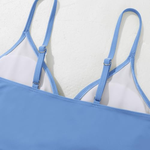 ESHOO Girls Swimsuits 3 Piece Bikini Bathing Suit Criss Cross Tropical Floral Swimwear Quick Dry Cover Up Pants 9-16Y4