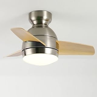 oltao Theo 2 Ceiling Premium Deluxe Fan, Spacesaver 26" Ceiling Premium Deluxe Fan, Brushed Steel Finish with Wooden Finis... Price In India