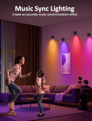 Image of APPECK Smart Wall Sconces 4 Pack, LED Wall Lights RGBCW 8FT, Indoor Dimmable Sconce Lights for Living Room, Bedroom, Game Room, Home Decoration, Music Sync Ambient Lighting Compatible with Alexa