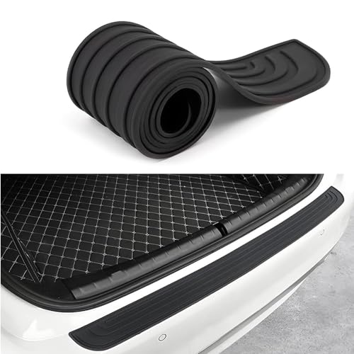 Protector de parachoques de goma, protección del umbral para el maletero, resistente a los arañazos y a la abrasión, protector autoadhesivo para parachoques trasero para coches, SUV (negro/104 x 9 cm)
