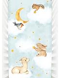 Rookie Humans 100% Cotton Sateen Fitted Crib Sheet: Goodnight Wonderland. Use as a Photo Background