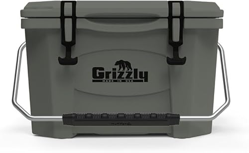 Grizzly Enfriador de 20  20 cuartos de galón de hielo duradero rotomoldeado aislado  Fabricado en Estados Unidos  Garantía de por vida  Para playa,