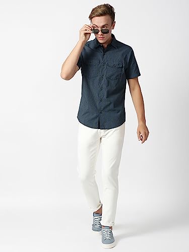 Image of Thomas Scott Men 100% Cotton Regular | Half Sleeve | Dounble Pocket | Checks Printed | | Casual | Shirts