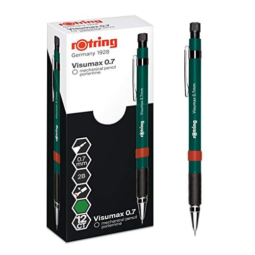 Rotring Visumax portaminas | 0,7 mm | Mina 2B | Cuerpo verde oscuro | 12 unidades