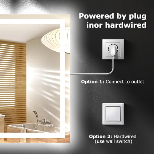 Image of Hivone 60 inchX40 inch LED Bathroom Mirror with Lights, UL Listed