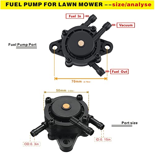 KOSIDA Replace Fuel Pump 691034 692313 Briggs 808492 597338 Kohler 17hp-27hp For Lawn Mower Tractor Golf Cart Engine and Kawasaki Cub Cadet Craftsman Starter Vacuum Fuel Pump (A Set) by KOSIDA - Image 4