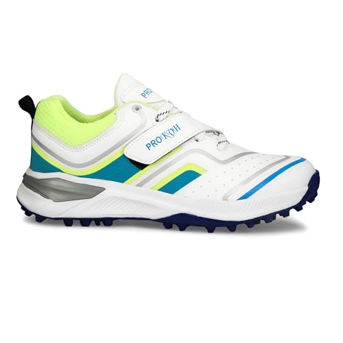 Image of PRO KVH Plus 2.0 Cricket Shoes for Men's White Red Orange Blue - Fast Strap Rubber Spikes, Lightweight,Performance, Comfort, and Durability Shoe for All-Round Performance