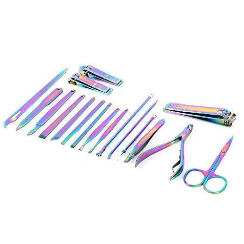 Juego de manicura 8/18 pcs Multifunction Stainless Steel Nail Trimming Tool Nail Clippers Set Beauty Scissors Manicure Pedicure Nail Clippers Kit Fingernail Toe Nail Cutter Set (Color : 18 Pcs)