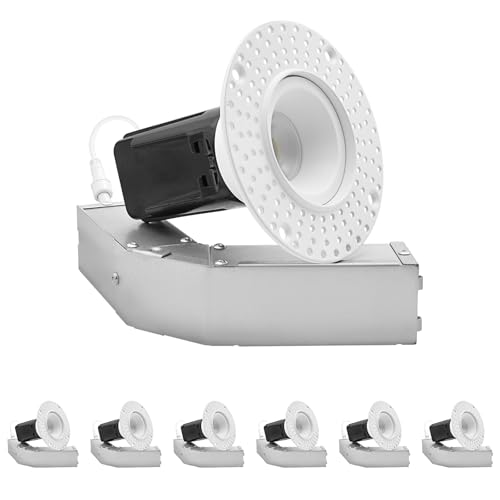 LUXRITE 1 Inch LED Recessed Lighting, Trimless Spotlight, 5CCT 2700K-5000K,