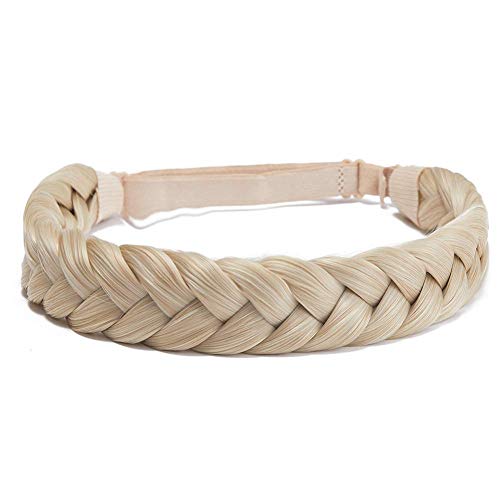 TOECWEGR Braid Headband 2 Strands Synthetic Classic Chunky Wide Plaited Elastic Stretch Hair Hairpiece Headband - Women Beauty Accessory (A012)