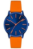 Bisley Orologio da donna con cinturino in silicone morbido, orologio al quarzo arancione blu navy orologio impermeabile tre lancette miglior regalo, Blu navy e arancione, Casual