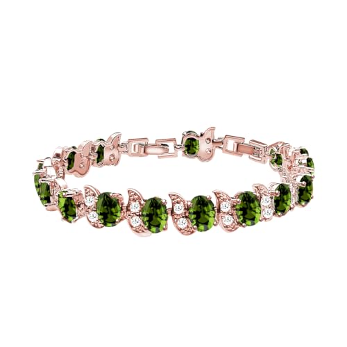Image of LMXXVJ Fashion Tennis Bracelet Created Emerald White Gold Plated Charm Bracelet Gifts Jewelry for Women