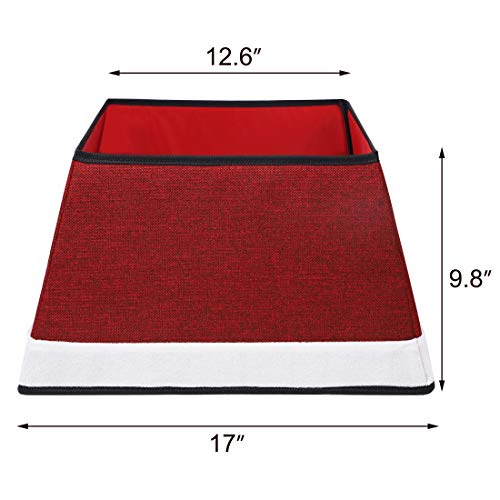 Blissun Fabric Christmas Tree Collar, Square Christmas Tree Ring, Willow Christmas Tree Skirt For Christmas Tree Decorations (Red & White) #TOP1