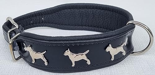 Bullterrier HUNDEHALSBAND - Halsband, Halsumfang 42-50cm Leder Schwarz; Braun/Cognac; ROT-Schwarz (Schwarz)