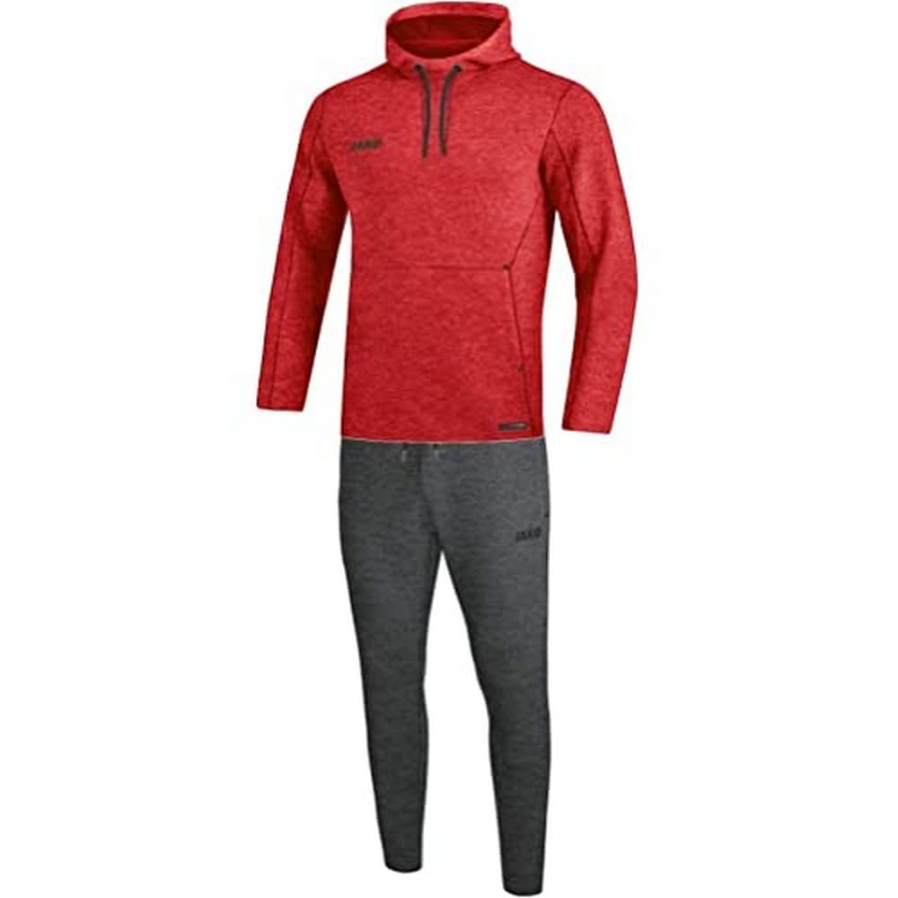 JAKO Women's Premium Basics Jogging Suit with Hood, Womens, Jogging suit, M9629, rot meliert, 40