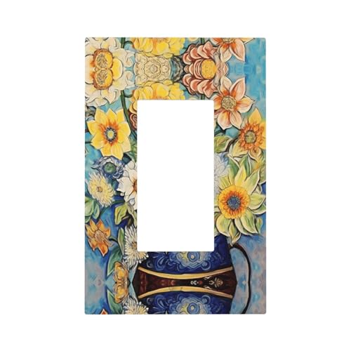 ModernOil on Canvas - Cubiertas decorativas para interruptores con estampado de flores, paneles de pared duraderos para interruptores de luz y enchufe