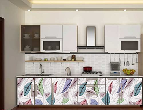 Image of CABANA HOMES Wall Stickers DIY Leaves Wallpaper for Home Decor (45 x 125 cm, 1 Roll) (6 sq. ft) Decorative Self Adhesive Living Room Decals Bedroom, White