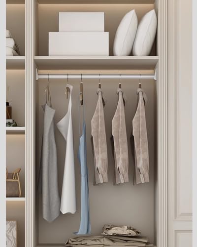 Barra de metal resistente para armario, barra ajustable para colgar ropa, 40-150 cm, perfecta para tiendas minoristas y lavandería, fácil instalación, color plateado (90 cm)