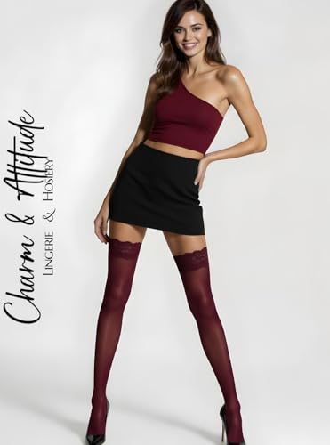 Charm and Attitude Thigh High Stockings for Women with Lace Top |Lingerie Thigh Highs Tights | Made in EU2
