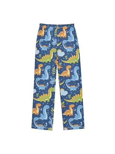 ZZKKO Blue Cartoon Cute Dinosaur Boys Pants for Kids Jogger Pants with Pockets S
